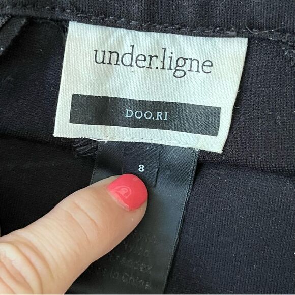 Under.Ligne Black Leggings Size 8 Asymmetrical Zippers Classic - Picture 6 of 6